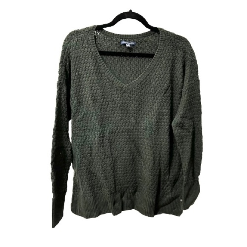 American Eagle V-Neck Green Sweater Size Large